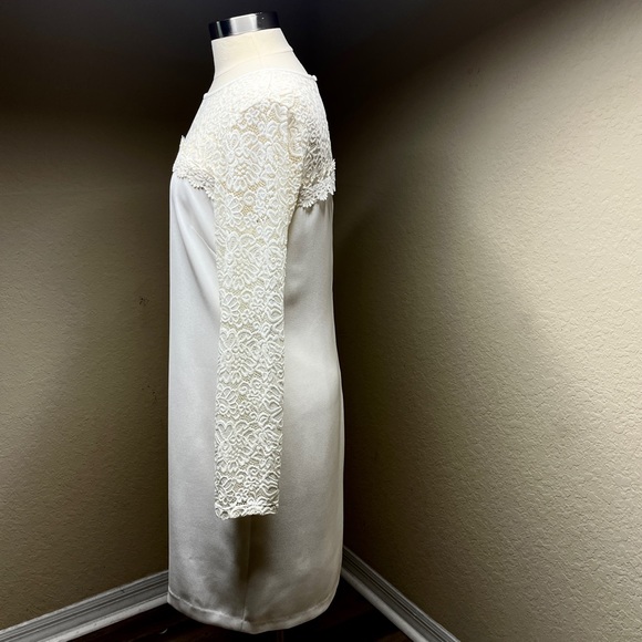 Laundry Shelli Segal Ivory Dress Size 12 Bride Lace Shift BHLDN Wedding Formal - Picture 4 of 15